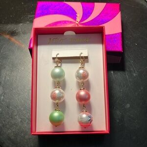 Betsey Johnson Christmas Ball Dangle Earrings